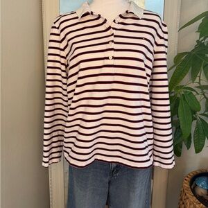 Tommy Hilfiger Red and White Striped Polo